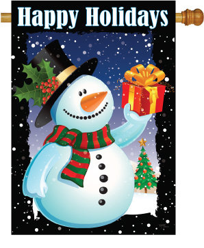 Holiday Snowman Large Flag